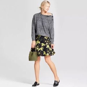 Who What Wear Black Flowered Ruffled Skirt NWOT